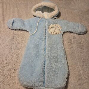 Vintage Baby Boy Bunting 22.5" from shoulder to bottom With Dog and Cat